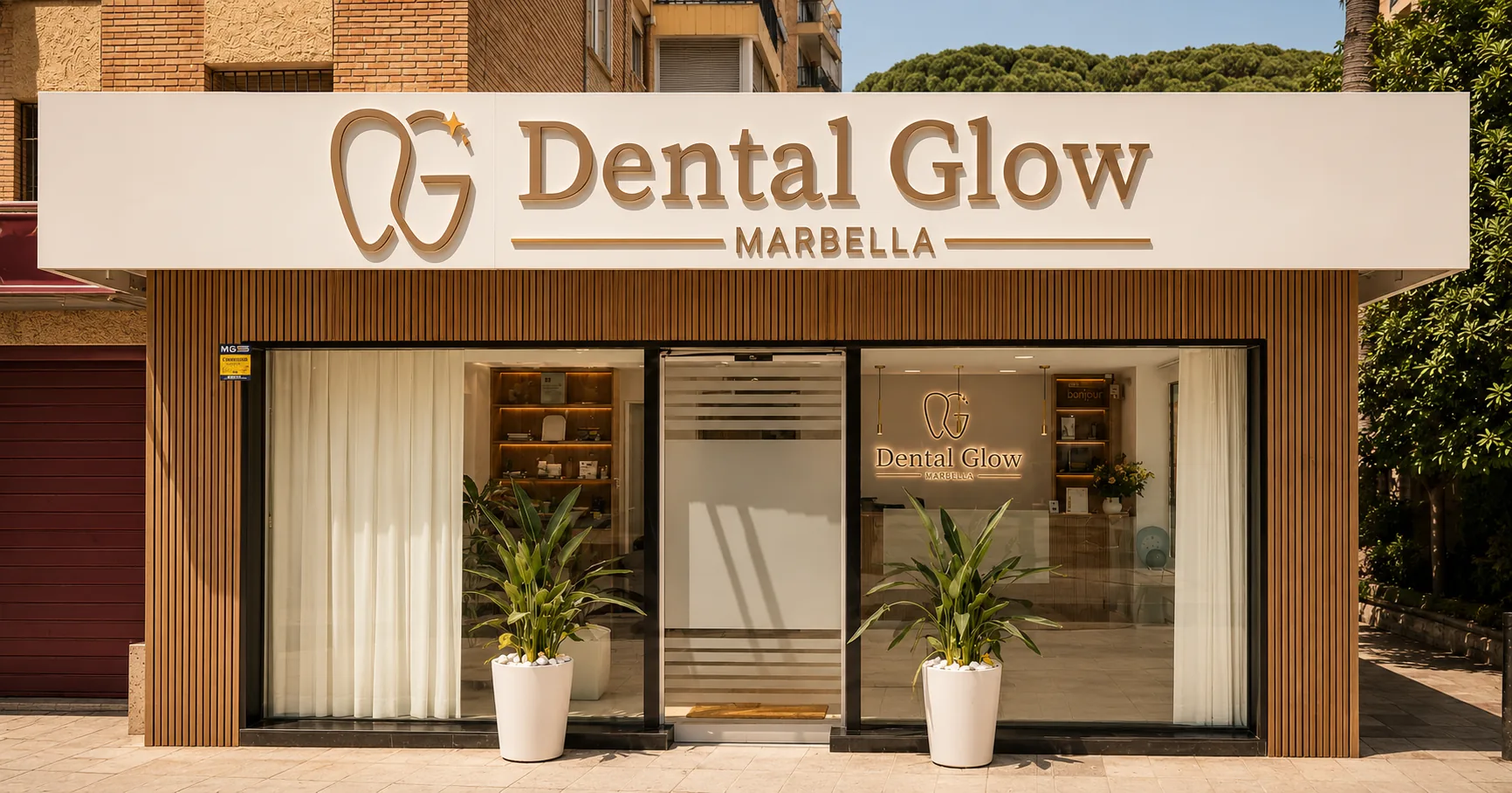 Fachada principal de la clínica Dental Glow Marbella en Av. Ricardo Soriano 60